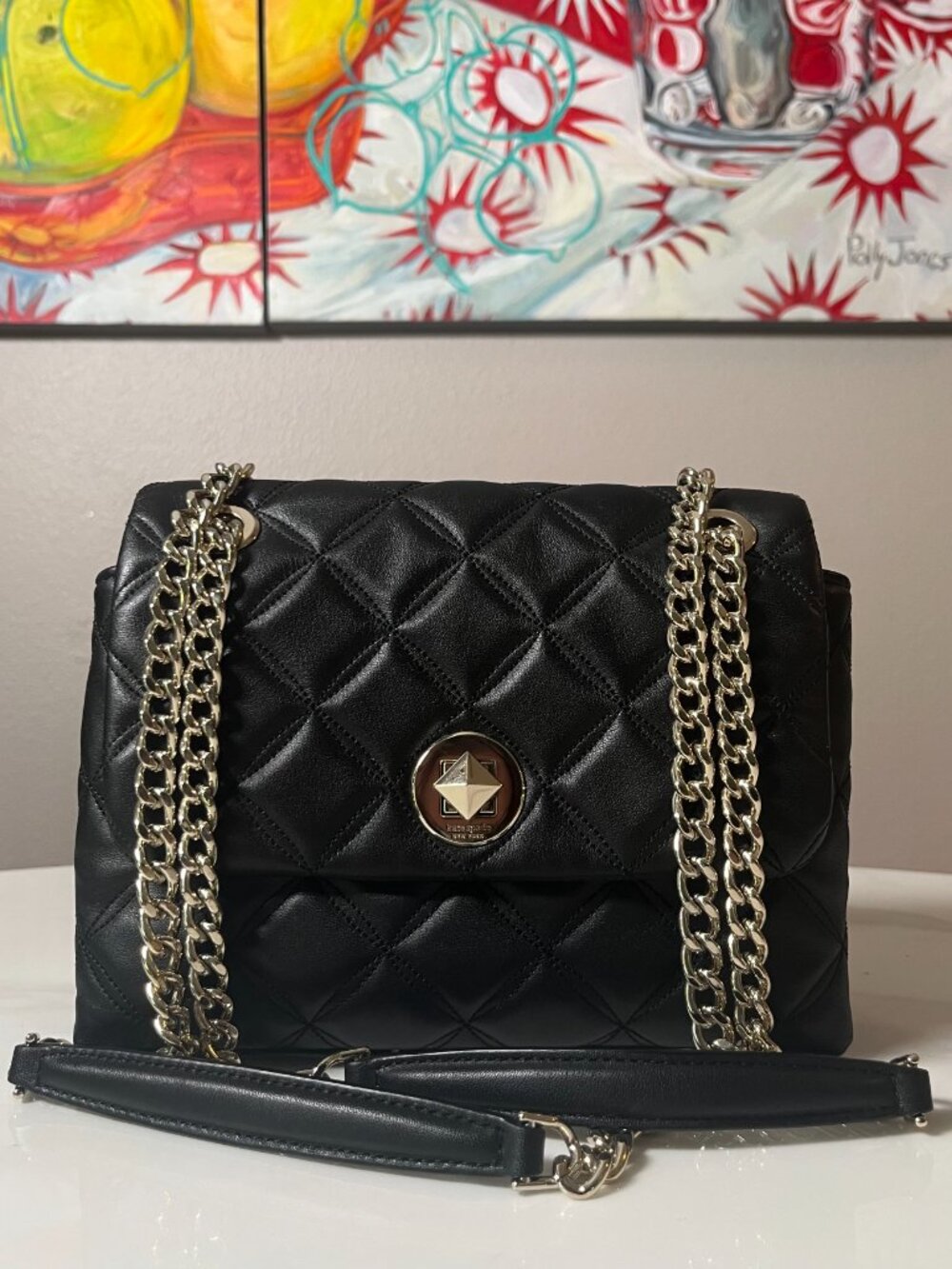 Kate Spade Natalia Medium Black Quilted Leather Shoulder Bag NWOT